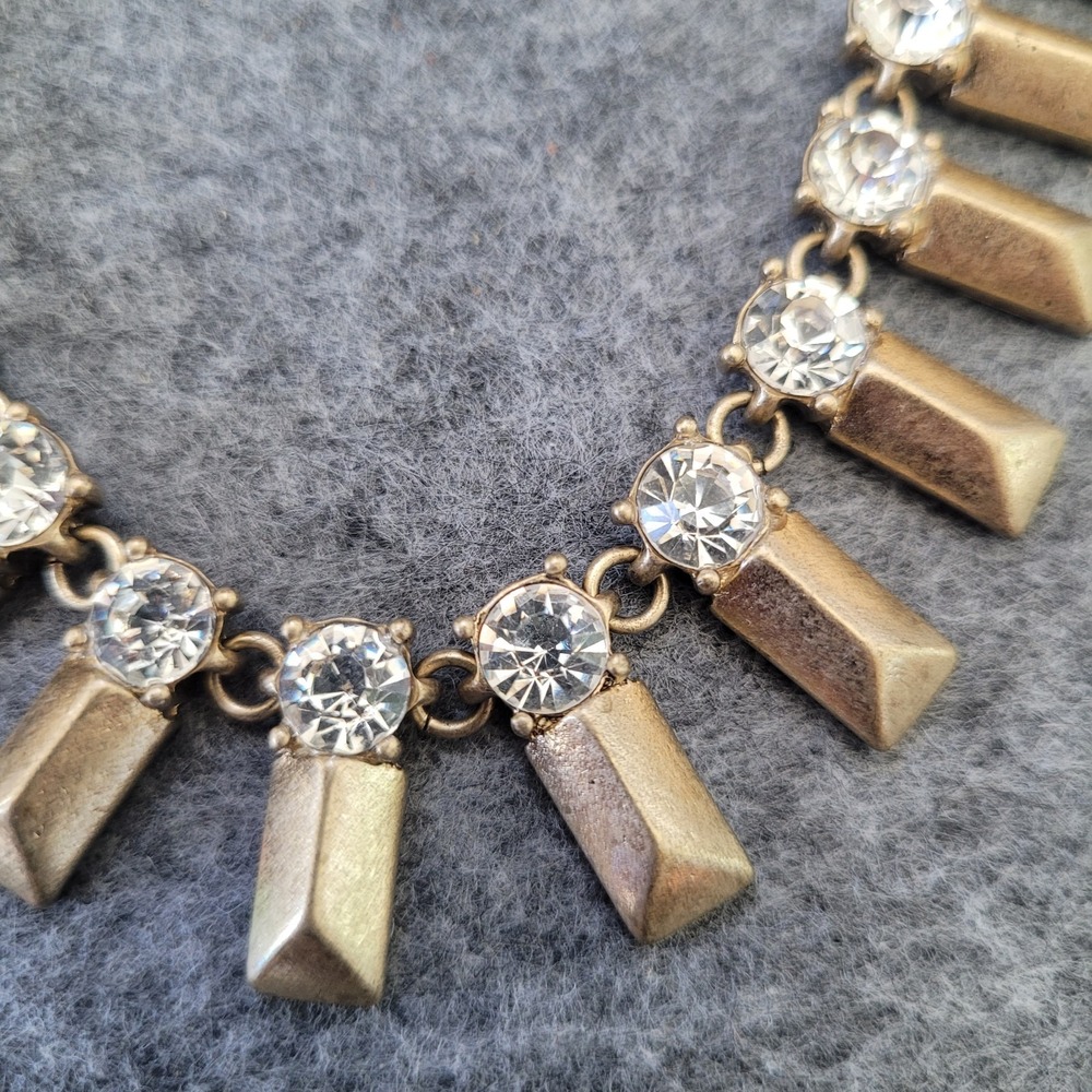 Vintage 1950s Mid Century Rhinestone Cleopatra Fringe Statement Choker Necklace